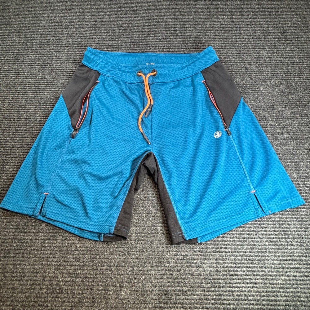Body Glove Mens Blue Black Mesh Athletic Gym Training Shorts Sz Medium Zippered